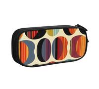 LRHCNZDCP Cute Pencil Case Pouch, Mid Century Modern Retro with Drop Shapes Printed Pencil Pen Case Pencil Box Makeup Bag for Trave School Office, Black