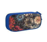 LRHCNZDCP Cute Pencil Case Pouch, Modern Floral Printed Pencil Pen Case Pencil Box Makeup Bag for Trave School Office, Blue