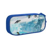 LRHCNZDCP Cute Pencil Case Pouch, Penguin on The Iceberg Printed Pencil Pen Case Pencil Box Makeup Bag for Trave School Office, Blue