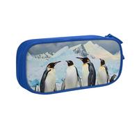 LRHCNZDCP Cute Pencil Case Pouch, Penguins on The Iceberg Printed Pencil Pen Case Pencil Box Makeup Bag for Trave School Office, Blue