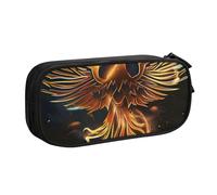 LRHCNZDCP Cute Pencil Case Pouch, Phoenix Printed Pencil Pen Case Pencil Box Makeup Bag for Trave School Office, Black