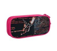 LRHCNZDCP Cute Pencil Case Pouch, Programmer Programming Code Printed Pencil Pen Case Pencil Box Makeup Bag for Trave School Office, Pink