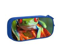 LRHCNZDCP Cute Pencil Case Pouch, Red Eyes Tree Frog Printed Pencil Pen Case Pencil Box Makeup Bag for Trave School Office, Blue
