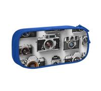 LRHCNZDCP Cute Pencil Case Pouch, Retro Cool Camera Collection Printed Pencil Pen Case Pencil Box Makeup Bag for Trave School Office, Blue