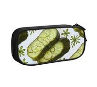 LRHCNZDCP Cute Pencil Case Pouch, Sushi Dill Pickles Printed Pencil Pen Case Pencil Box Makeup Bag for Trave School Office, Black
