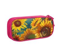 LRHCNZDCP Cute Pencil Case Pouch, Yellow Sunflowers Printed Pencil Pen Case Pencil Box Makeup Bag for Trave School Office, Pink