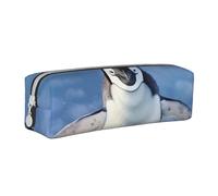 LRHCNZDCP Cute Penguin Printed Leather Pencil Case - Cute Zipper Pencil Pouch Pencil Box for School & Office