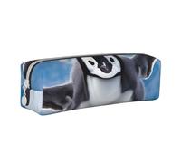 LRHCNZDCP Cute Penguins Baby Taking Pictures Printed Leather Pencil Case - Cute Zipper Pencil Pouch Pencil Box for School & Office