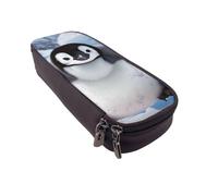 LRHCNZDCP Cute Penguins Baby Taking Pictures Printed Pencil Case Holder Leather Cute Pen Pencil Pouch School Office College Pencil Box Organizer for Adult Boys Girls