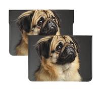LRHCNZDCP Cute Pug Dog Printed Laptop Sleeve 13-Inch Leather Laptop Case Computer Bag Cover for Travel, Work, Business