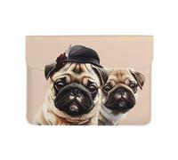 LRHCNZDCP Cute Pug Printed Laptop Sleeve 13-Inch Leather Laptop Case Computer Bag Cover for Travel, Work, Business
