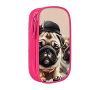 LRHCNZDCP Cute Pug Printed Pencil Case Pouch Pink, Cute Pencil Pen Case Pencil Box Pen Bag for School Office