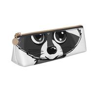 LRHCNZDCP Cute Raccoon Printed Leather Pencil Case Triangle Zipper Cute Pencil Pouch Pencil Box for School & Office