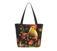 LRHCNZDCP Cute Rooster Chickens Printed Shopping Bag Tote Bag Large Shoulder Bag Lightweight Handbag Women Laptop Bags for Work Travel Shopping