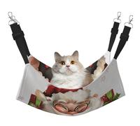 LRHCNZDCP Cute Santa Claus Print Cat Hammock Bed, Soft Double-Layered Hanging Pet Bed for Small Pet, L