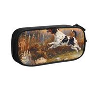 LRHCNZDCP Dog Catching Pheasant Printed Pencil Case Pouch Cute Pencil Pen Case Pencil Box Pen Bag for School Office, Black