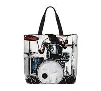 LRHCNZDCP Drummer Print Reusable Shopper Tote for Women Waterproof Shoulder Bag Lightweight Grocery Bag for Shopping, Travel & Daily Use Gift