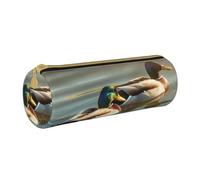 LRHCNZDCP Duck Swimming Printed Leather Pencil Case - Round Zipper Cute Pencil Pouch Pencil Box for School & Office