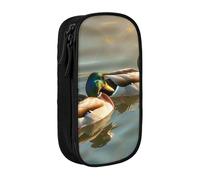 LRHCNZDCP Duck Swimming Printed Pencil Case Pouch Black, Cute Pencil Pen Case Pencil Box Pen Bag for School Office