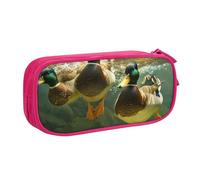 LRHCNZDCP Duck Swimming Underwater Printed Pencil Case Pouch Cute Pencil Pen Case Pencil Box Pen Bag for School Office, Pink
