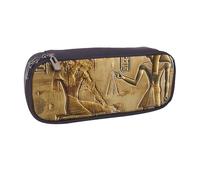 LRHCNZDCP Egypt Hieroglyphics Printed Pencil Case Holder Large Capacity Leather Pen Pencil Pouch Box Organizer for School Office College Adult Boys Girls