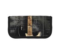 LRHCNZDCP Electric Guitar Printed Pen Pencil Case Canvas Makeup Bag Gadget Pen Bag Pencil Box with Zipper