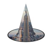 LRHCNZDCP Empire State Building Printed Halloween Witch Hat for Women Men Festive Parties Cosplay Halloween Accessories, 3 PCS
