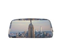 LRHCNZDCP Empire State Building Printed Pencil Case Leather Pen Pencil Pouch Makeup Bag with Gold Zipper for Teen Girls Boys Men Women