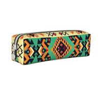 LRHCNZDCP Ethnic Geometric Pattern Printed Leather Pencil Case - Cute Zipper Pencil Pouch Pencil Box for School & Office