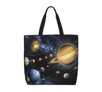 LRHCNZDCP Exploring the Solar System Print Reusable Shopper Tote for Women Waterproof Shoulder Bag Lightweight Grocery Bag for Shopping, Travel & Daily Use Gift