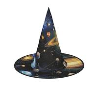 LRHCNZDCP Exploring the Solar System Printed Halloween Witch Hat for Women Men Festive Parties Cosplay Halloween Accessories, 3 PCS
