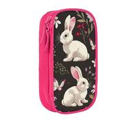 LRHCNZDCP Festival Bunny Floral Printed Pencil Case Pouch Pink, Cute Pencil Pen Case Pencil Box Pen Bag for School Office