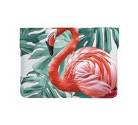 LRHCNZDCP Flamingo bird green leaf Printed Laptop Sleeve 13-Inch Leather Laptop Case Computer Bag Cover for Travel, Work, Business