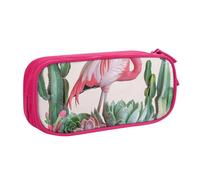 LRHCNZDCP Flamingo Succulent Plants Printed Pencil Case Pouch Cute Pencil Pen Case Pencil Box Pen Bag for School Office, Pink