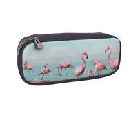 LRHCNZDCP Flock of Flamingos on The Beach Printed Pencil Case Holder Large Capacity Leather Pen Pencil Pouch Box Organizer for School Office College Adult Boys Girls