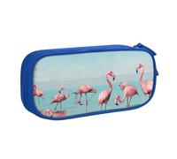 LRHCNZDCP Flock of Flamingos on The Beach Printed Pencil Case Pouch Cute Pencil Pen Case Pencil Box Pen Bag for School Office, Blue