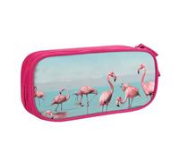 LRHCNZDCP Flock of Flamingos on The Beach Printed Pencil Case Pouch Cute Pencil Pen Case Pencil Box Pen Bag for School Office, Pink