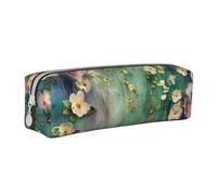 LRHCNZDCP Floral Ivy Blossoms Tree Printed Leather Pencil Case - Cute Zipper Pencil Pouch Pencil Box for School & Office