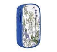 LRHCNZDCP Flowering Herbs and Herbaceous Plants Printed Pencil Case Pouch, Cute Pencil Pen Case Pencil Box Pen Bag for School Office,Blue