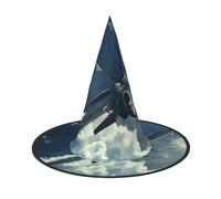 LRHCNZDCP Flying Airplane Printed Halloween Witch Hat for Women Men Festive Parties Cosplay Halloween Accessories, 3 PCS