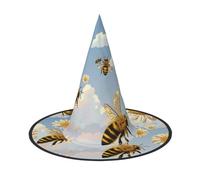 LRHCNZDCP Flying Bees Honey Printed Halloween Witch Hat for Women Men Festive Parties Cosplay Halloween Accessories, 3 PCS