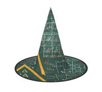 LRHCNZDCP Formulas Shapes Theory Math Lesson Word Printed Halloween Witch Hat for Women Men Festive Parties Cosplay Halloween Accessories, 1 PC