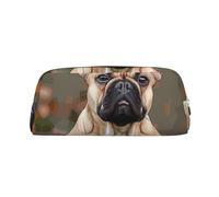 LRHCNZDCP French Bulldog Print Printed Pencil Case Leather Pen Pencil Pouch Makeup Bag with Silver Zipper for Teen Girls Boys Men Women