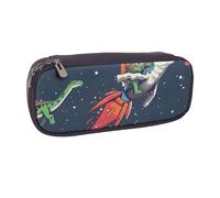 LRHCNZDCP Funny Astronaut Cute Dinosaur Rocket Printed Pencil Case Holder Large Capacity Leather Pen Pencil Pouch Box Organizer for School Office College Adult Boys Girls
