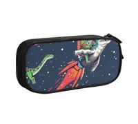 LRHCNZDCP Funny Astronaut Cute Dinosaur Rocket Printed Pencil Case Pouch Cute Pencil Pen Case Pencil Box Pen Bag for School Office, Black