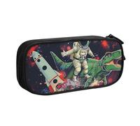 LRHCNZDCP Funny Astronaut Dinosaur Rocket Printed Pencil Case Pouch Cute Pencil Pen Case Pencil Box Pen Bag for School Office, Black