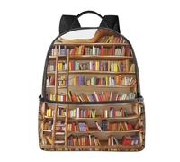 LRHCNZDCP Funny Book Shelves Collection and Ladder Printed School Bag Bookbag Laptop Backpack Stylish Lightweight Backpack Travel Backpack for Kids Boys Girls