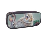 LRHCNZDCP Funny Bunny Rabbit Printed Pencil Case Holder Large Capacity Leather Pen Pencil Pouch Box Organizer for School Office College Adult Boys Girls