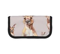 LRHCNZDCP Funny Cartoon Kangaroo Zoo Printed Pen Pencil Case Canvas Makeup Bag Gadget Pen Bag Pencil Box with Zipper