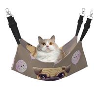 LRHCNZDCP Funny Cartoon Pug Puppy Dog Print Cat Hammock Bed, Soft Double-Layered Hanging Pet Bed for Small Pet, L